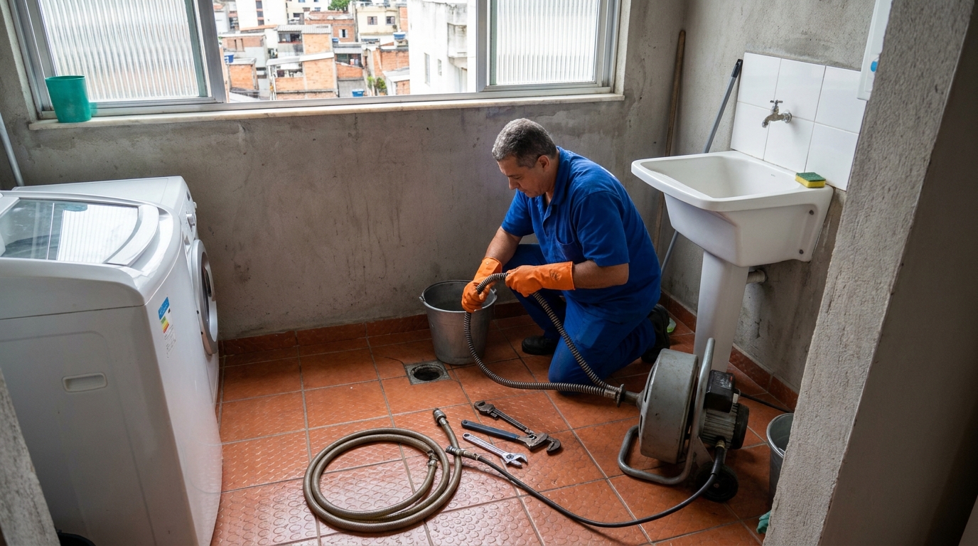 Desentupimento de ralo com equipamento em Rio Verde‑GO