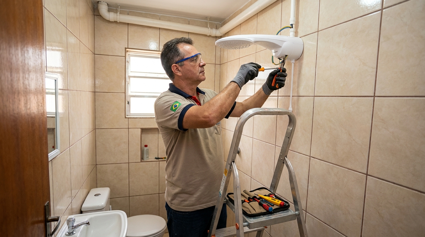 Instalação de chuveiro no banheiro em Rio Verde‑GO