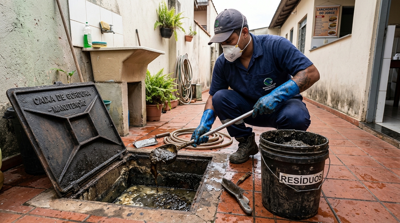 Remoção de resíduos da caixa de gordura em Rio Verde‑GO